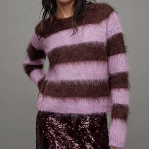 Lou Brushed Striped Sweater - Raisin red/lilac